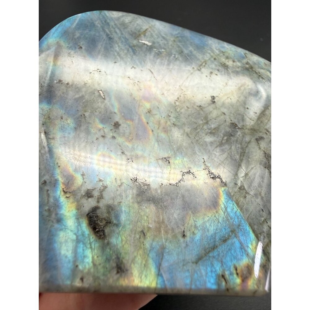 Natural Labradorite Freeform Gray Stone Blue Flash Crystal Reiki 3.5" 412g - Picture 5 of 12